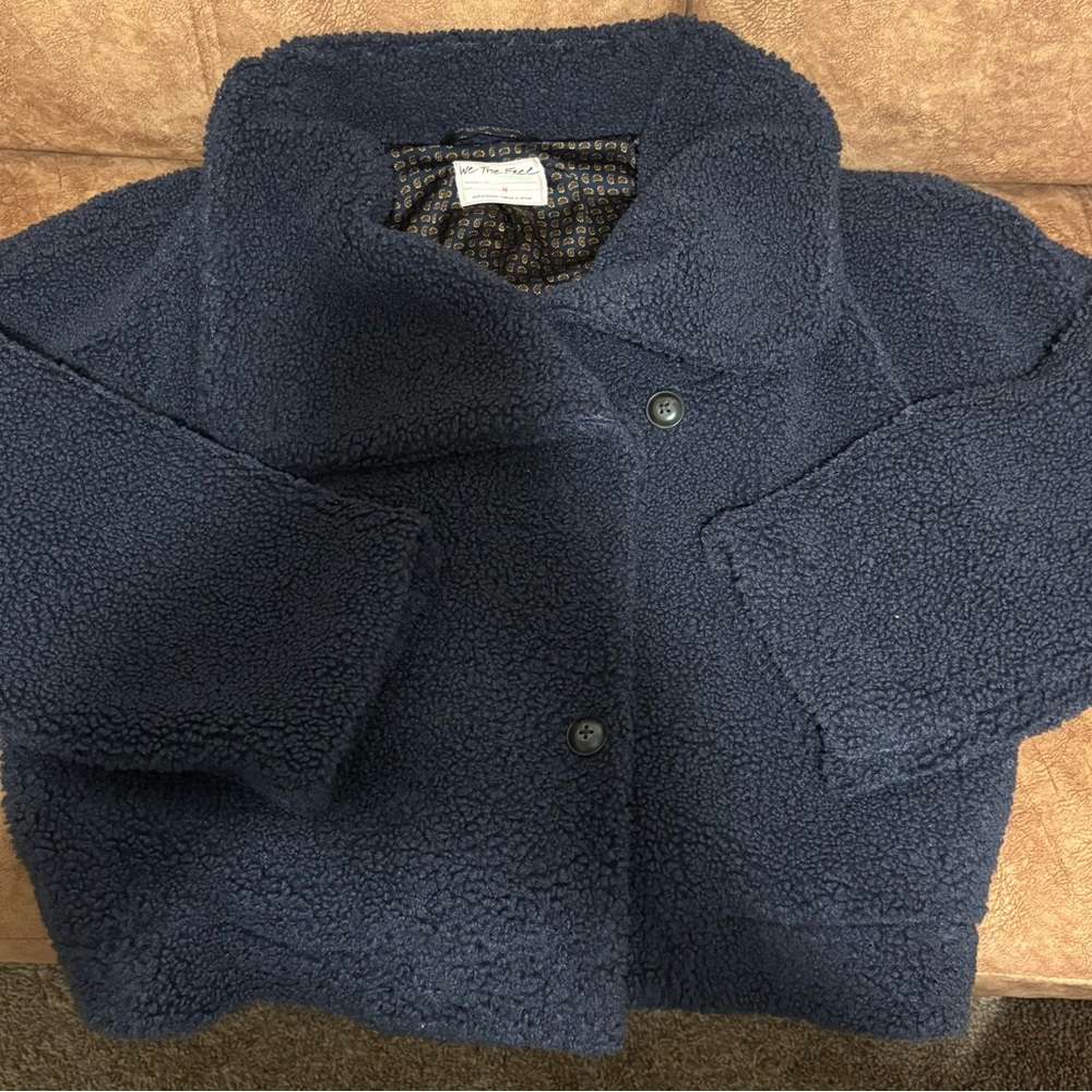 Free People Deep Blue Teddy Jacket